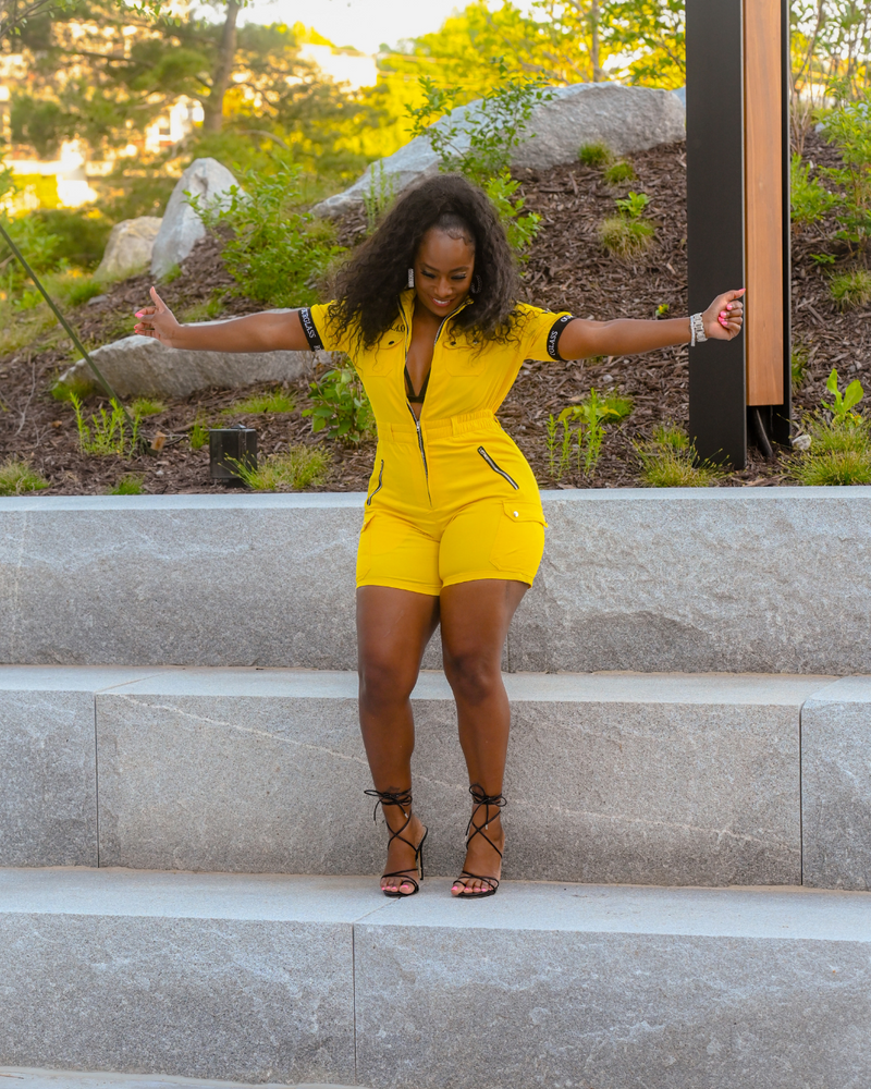 Catching Flights Romper – Yellow