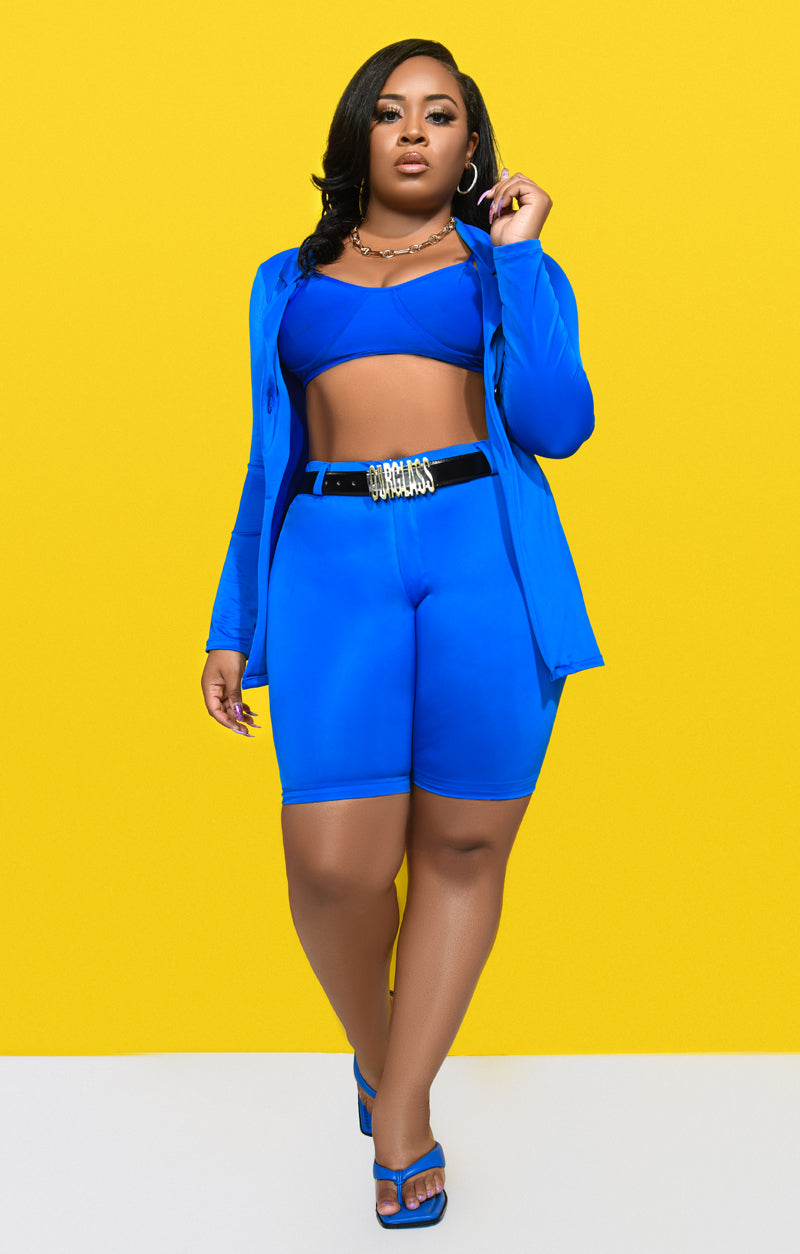 Vibrant Thang Short Set - Blue
